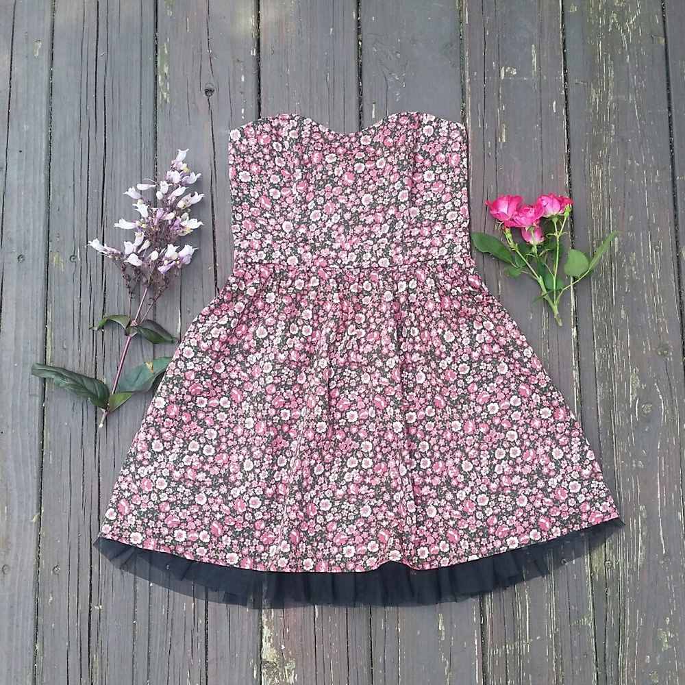 Strapless Floral Dress EUC